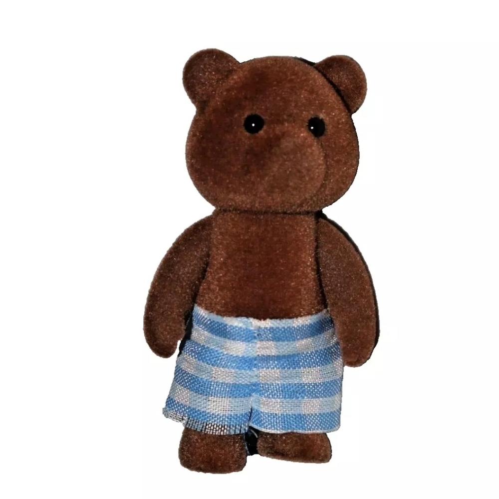 Sylvanian Families brown bear figure w/ blue shorts - calico critters